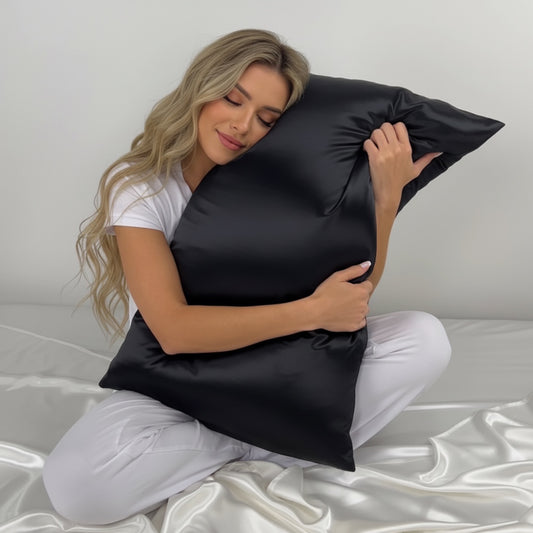 Premium satīna spilvendrāna - melna